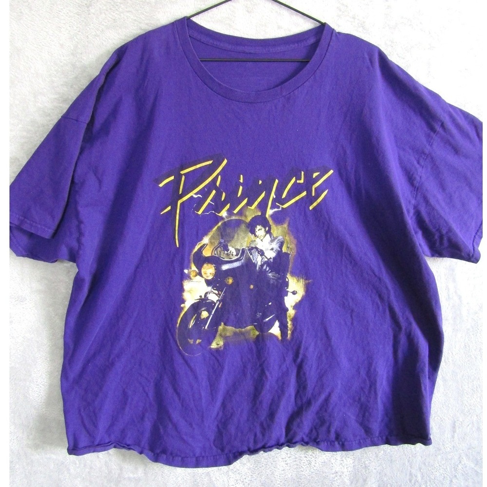 Prince Purple Rain Graphic T-Shirt Mens 2XL Purple Short‎ Sleeve Rock Pop Music